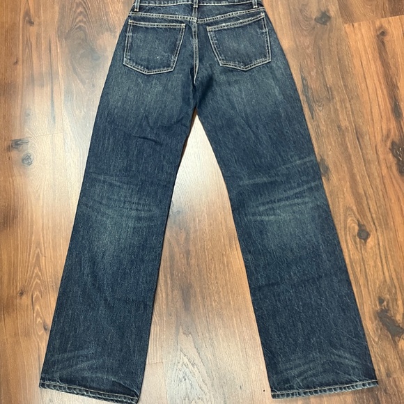 ZARA Dark Wash Denim Low Rise Wide Leg Jeans - Picture 2 of 6